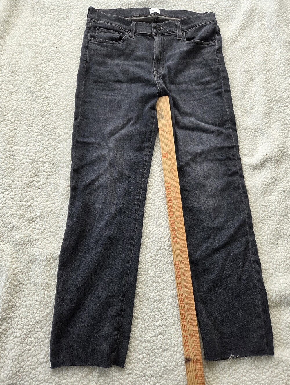 Edwin Bree Slim Straight Ankle Black Raw Hem Size 28 Made In USA Organic Cotton